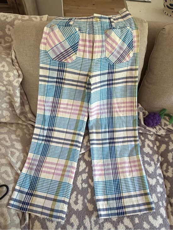 Maeve Pants - Maeve Pastel Plaid Cropped Pants in Blue, Pink, Green